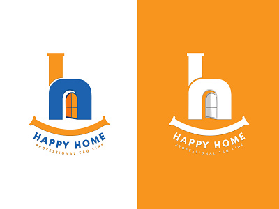 Hahppy Home Real Estate Logo blue branding clean colorful corporate creative design letter logo modern