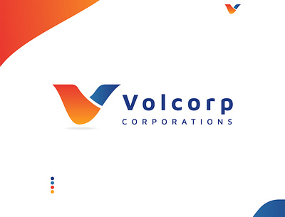 Volcorp Logo Design blue branding clean colorful creative design elegant letter logo modern