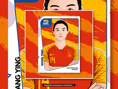 Wang Ying part of China PR Women National Team cartoon china design football footballillustration graphic illustration photoshop poster vector vector illustration