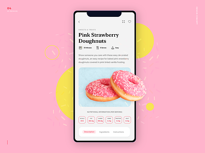 Mobile App - Sweets & Treats app concept desserts donut mobile ui pastels pink recipes sweet ui uidesign userinterface