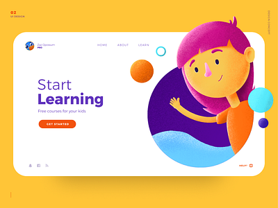 Learning for kids - Web colors concept girl character happy illustration kids ui uidesign webdesign
