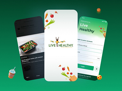 Livehealthy App, Healthy food & Meals android app deliver eat egypt food green healthy ios meal mobile ui ux