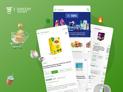 E-Grocery Basket, an B2B e-commerce platform android app b2b basket cart checkout design ecommerce egypt green grocery ios mobile sale sales shop smart ui ux whole sale