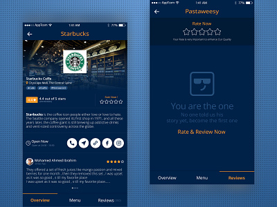 Restaurant Details android app blue cards design egypt food app interaction design interface design ios mobile mobile app resturant smart ui university app ux