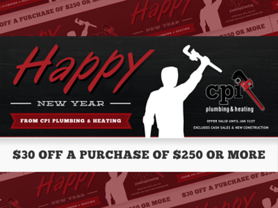 Happy New Year Plumbing Coupon branding coupon design new decade new year vector