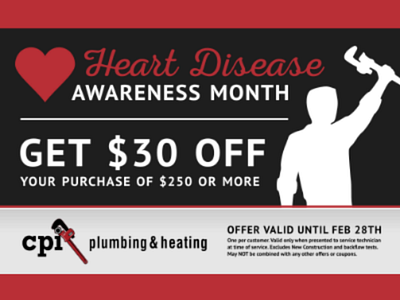 CPI Plumbing Heart Disease Awareness Month 2016 Coupon