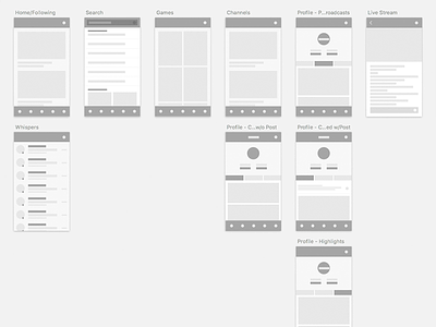 Twitch iOS App Redesign Wireframes app ios mobile screens twitch ui user flows ux wireframes wires