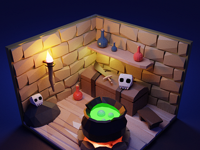 Low Poly Witch's Brew 3d blender design illustration lowpoly