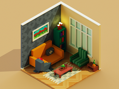 Voxel Living Room 3d design illustration magicavoxel voxel