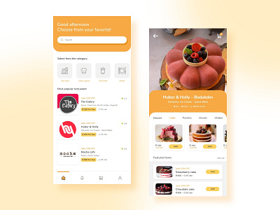 Food delivery app adobe xd app app screen applications design flat food delivery app minimal ui ux