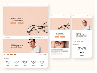 Wenew Glasses E-Commerce Mockup e commerce glasses mobile ui ux website