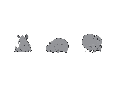 Gray is the Way animals drawing elephant gray grey hippo illustration rhino