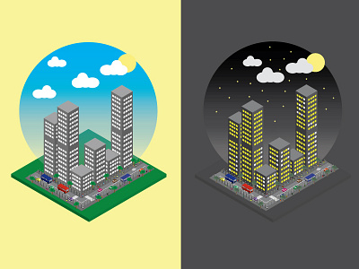 Day and night graphic design illustration illustrator isometric isometric art isometric illustration