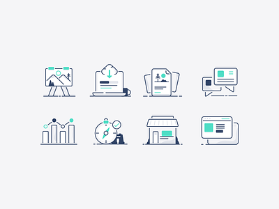 Business casual icons business chart compass download graph icon icon set iconography illustration illustrator message minimal mountain nature storefront sun tree upload vector web