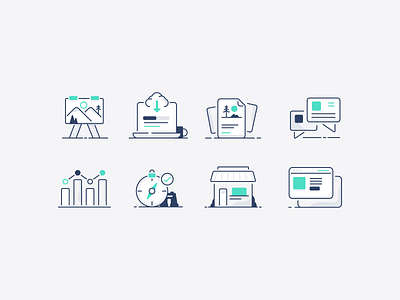 Business casual icons business chart compass download graph icon icon set iconography illustration illustrator message minimal mountain nature storefront sun tree upload vector web