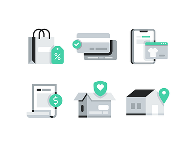 E-commerce illustration icons bill box brand branding business credit ecommerce home icon icon set illustration location money reciept shipping shop shopping ui