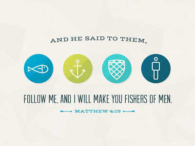 Matthew 4:19 anchor arrow bible clean fish icon man net verse