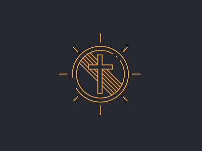Redeemer clean cross diagonal gold grey icon line simple