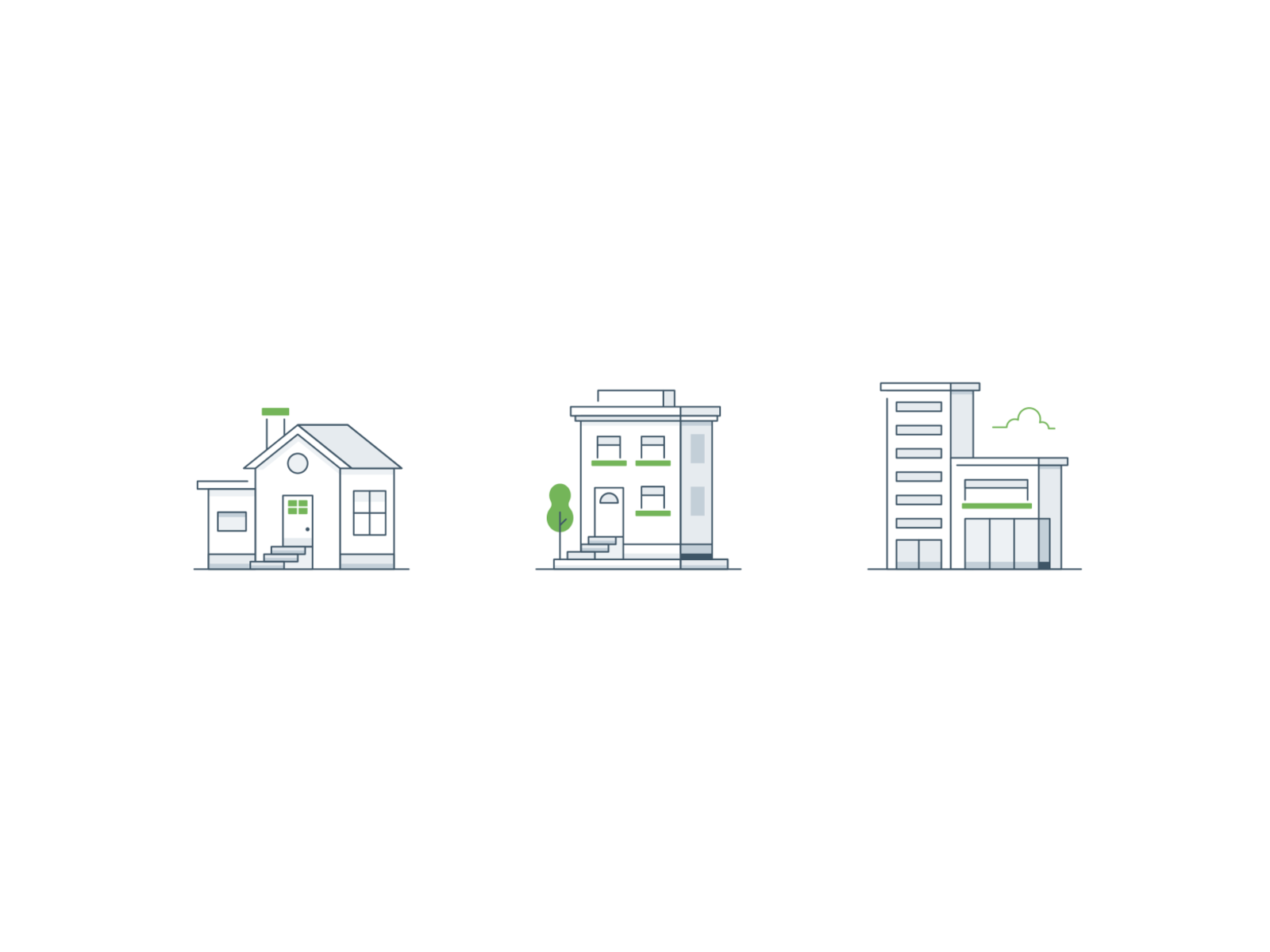 House, apartment, condo visual condominium condo apartment home house design ui tree illustrator vector icon minimal illustration