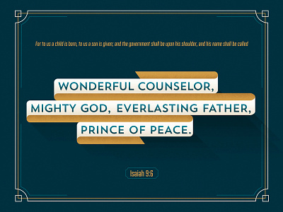 Prince of Peace bible blue gold isaiah mighty prince of peace ribbon rounded verse