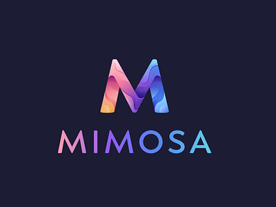 Mimosa 3d brand branding color gradient illustration logo logo mark m medicine mimosa mushroom psychedelics trippy