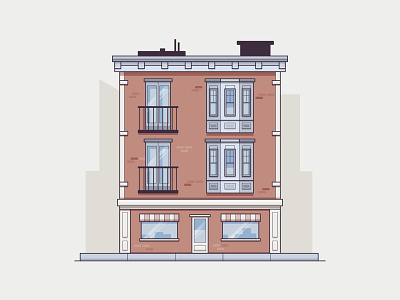 APRTMNT apartment balcony brick city home house icon illustration line art shadow shop sidewalk vector