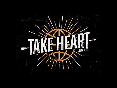 Take Heart arrow church globe heart josh warren light light rays shirt take heart texture