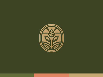 Growth, Support & Openness beer brand branding brewery crest gold hops icon illustration leaf logo nature organic sun tea wine yoga