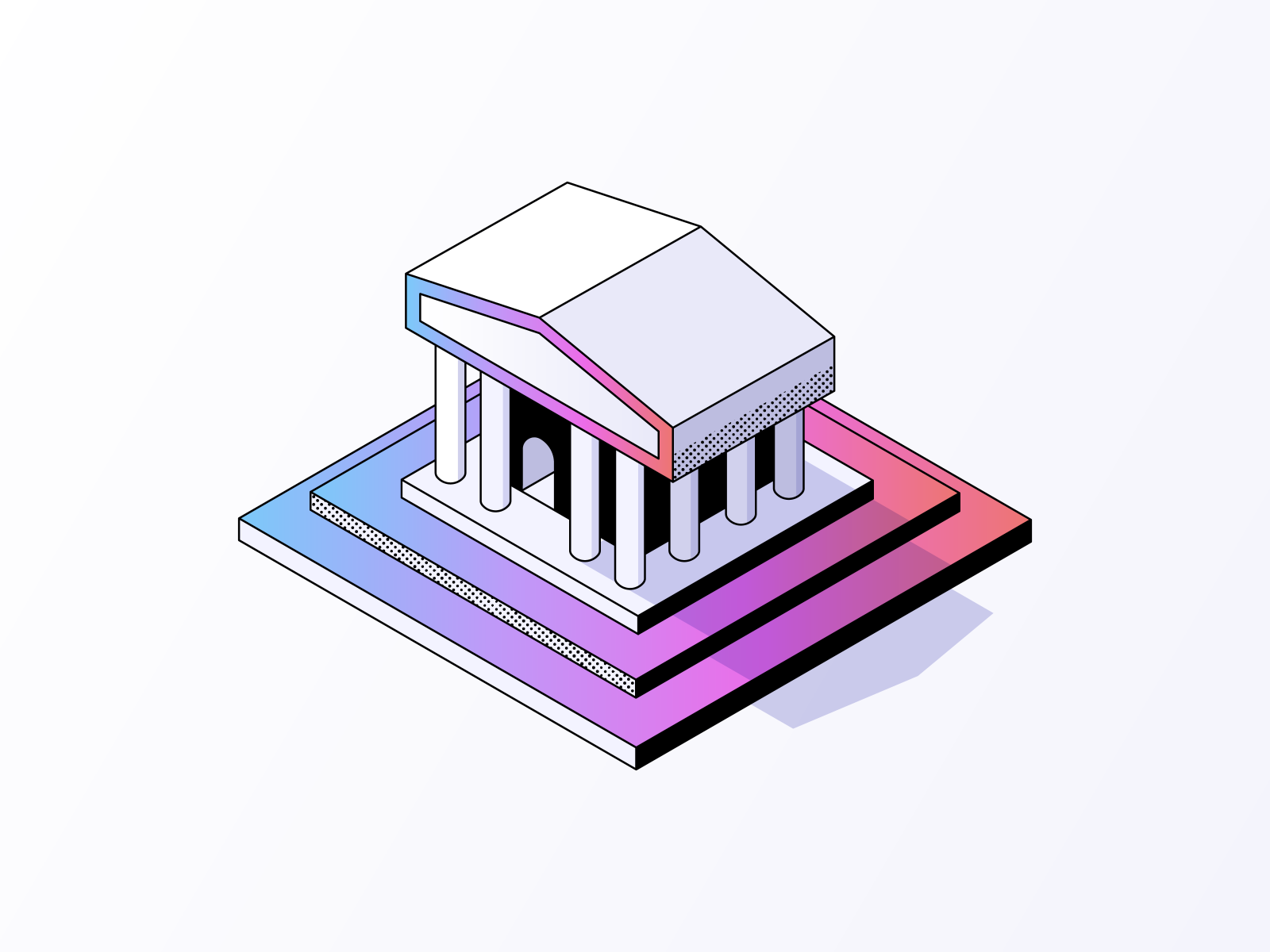 Digital Banking - Current.com 3d bank banking building clean crypto digital finance fintech gradient halftone icon iconography illustration isometric modern nft platform professional startup