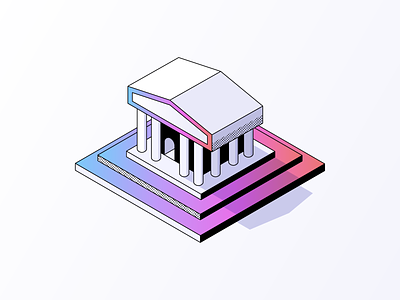 Digital Banking - Current.com 3d bank banking building clean crypto digital finance fintech gradient halftone icon iconography illustration isometric modern nft platform professional startup