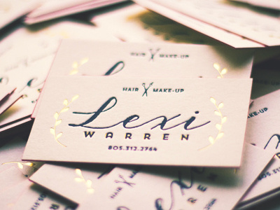 Lexi Warren business card card edge paint foil stamp gold josh warren leaf letterpress minimal vintage