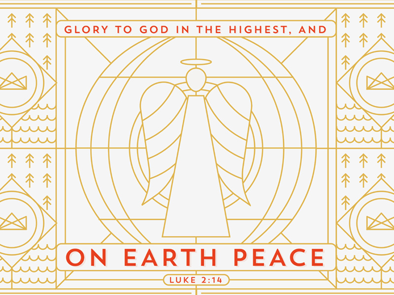 Peace line gold red christmas angel world globe josh warren tree water mono crown
