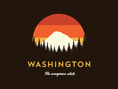 Washington circle evergreen josh warren mountain state sun sunset tree type typography washington