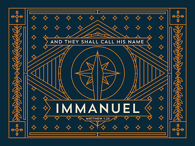 Immanuel bible blue gold immanuel josh warren line minimal snowflake star stars verse