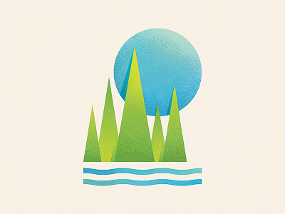 Forestree forest gradient illustrator josh warren minimal moon river shadow sun texture tree vector