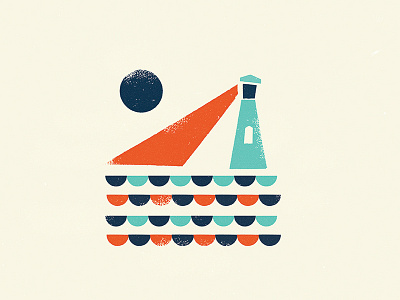 Lighthouse and waves illustration illustrator josh warren lighthouse minimal ocean shapes sun texture vector