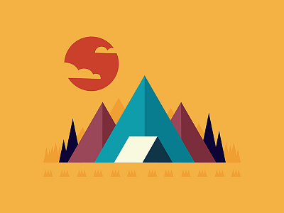 Camp geometry camp explore illustration illustrator josh warren mountain nature tent vector