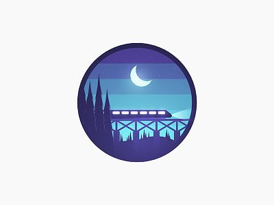 Locomotive bridge gradient icon illustration illustrator light logo nature outdoors train tree vector