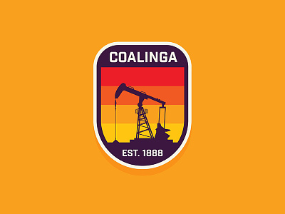 Coalinga, CA badge home illustrator minimal oil pump retro sunset type typography vintage
