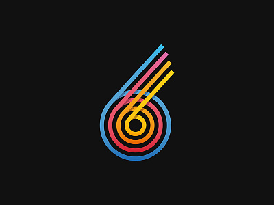 6k circle color design gradient icon illustration logo minimal number retro six vector