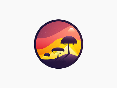 Sahara gradient icon illustration illustrator logo minimal nature outdoors sahara shadow tree vector