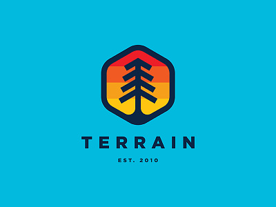 Terrain abstract camping icon logo minimal outdoor retro sticker sunset terrain tree vintage