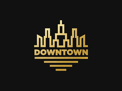 Downtown gold icon illustrator line art logo minimal screenprint song typography vector