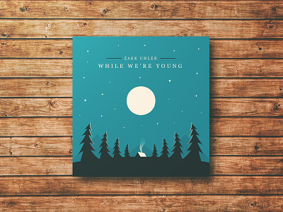 While Were Young - Album artwork album cd illustration minimal moon nature outdoors stars tree vector