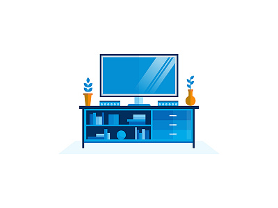 Tv Stand blue editorial flower home illustration illustrator movies shadow speaker stand tv vector