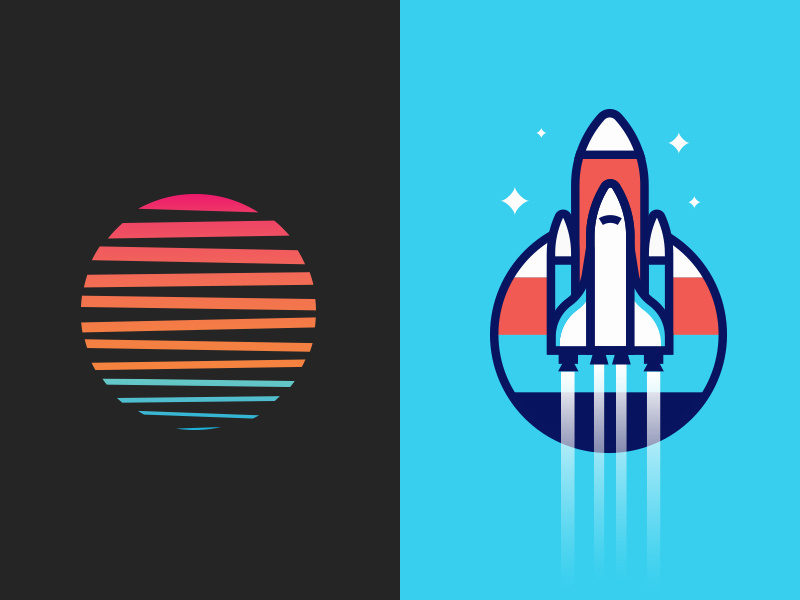 Shirts on shirts vector illustrator illustration logo branding apparel screenprint minimal sun rocket shirt