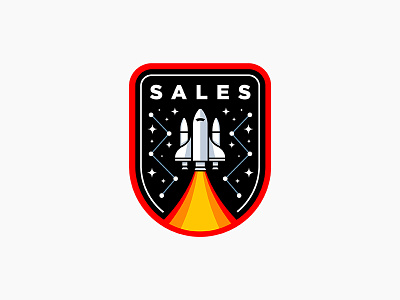 Sales team badge explore grow hixme icon logo minimal patch rocket sales space team
