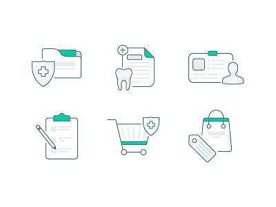 Enrollment Icons account checklist checkout dental health healthcare hixme icon illustration medical shopping