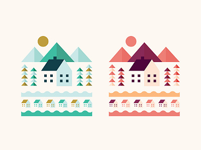 The Neighborhood color house illustration minimal mountain nature ocean outdoors palette tree water