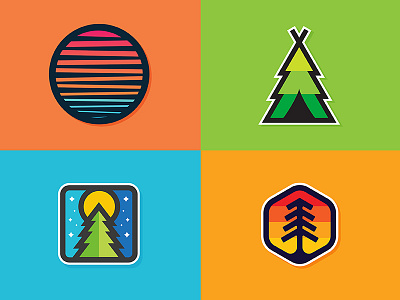 Sticker Shop camping explore illustration minimal nature outdoors retro sticker stickers tree vintage wilderness